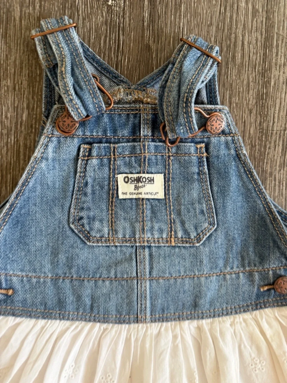 OshKosh B'gosh Blue Denim Overalls with White Lining